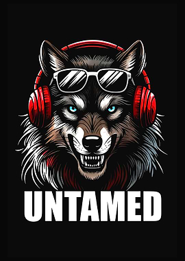 Cool Wolf with Headphones and Sunglasses