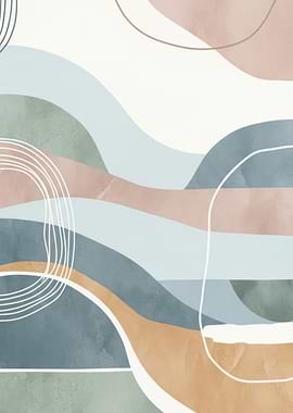 Abstract Wavy Shapes with Lines