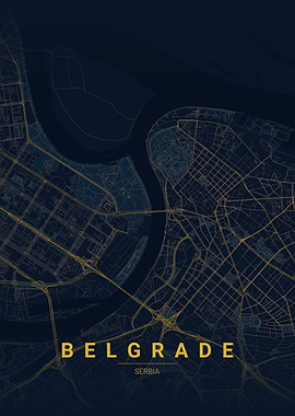 Belgrade Serbia Map Art