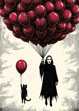 Ghostface and Cat with Balloons