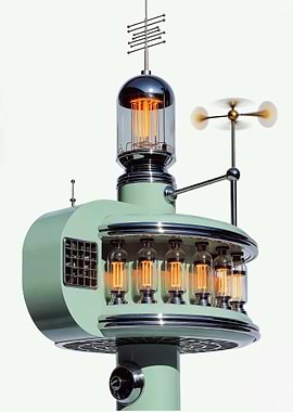 Futuristic Machine with Vacuum Tubes