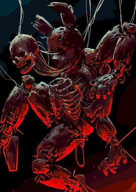 Scary Animatronic Robot with Skulls