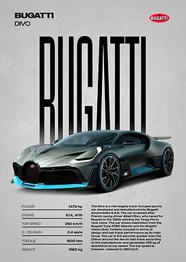 Bugatti Divo Car Poster
