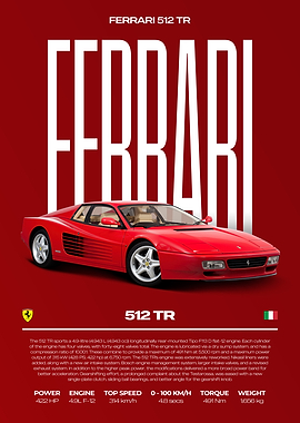 Ferrari 512 TR Car Poster