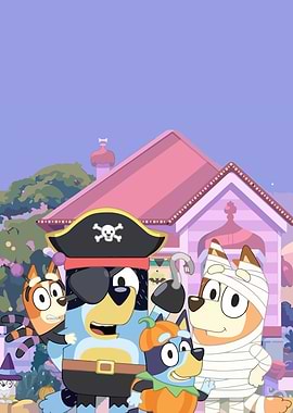 Bluey characters in Halloween costumes