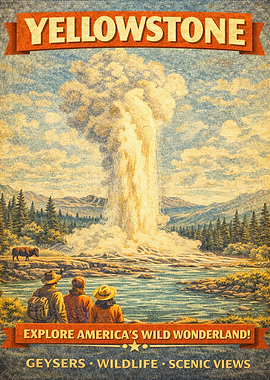 Yellowstone National Park Vintage Poster