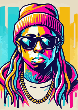 Colorful Pop Art Portrait of Lil Wayne
