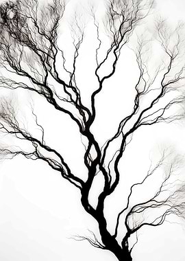 Bare Tree Branches Against White