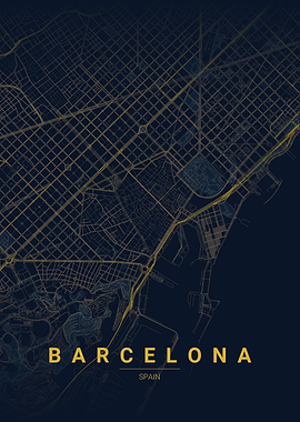 Barcelona City Map Poster