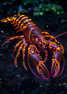 Neon Lobster on Seabed