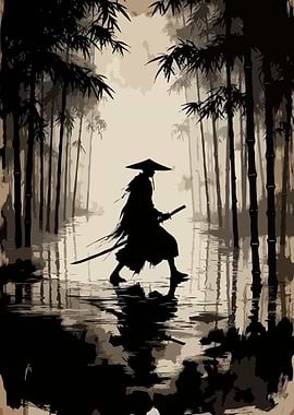 Samurai in Bamboo Forest