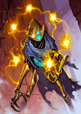 Golden Robot with Electrical Energy