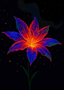 Cosmic Flower in Starry Night