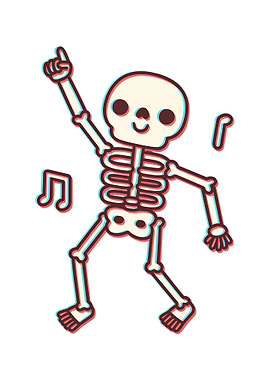 Dancing Skeleton with Music Notes