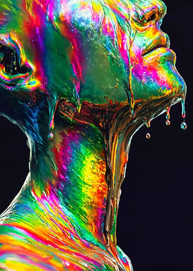 Iridescent Fluid Paint Portrait