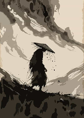 Samurai in the Rain Ink