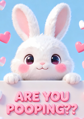 Cute Bunny Holding a Sign