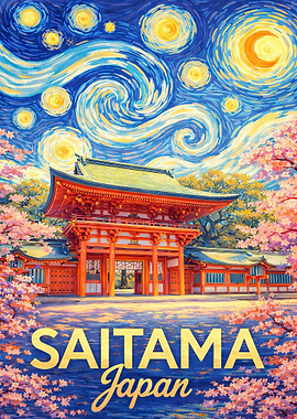 Saitama Japan Starry Night Painting