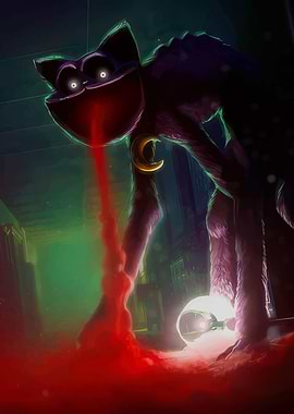 Creepy Cat Monster Vomiting Blood