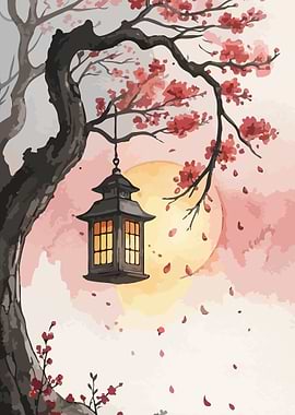 Cherry Blossom Lantern Moon