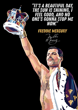 Freddie Mercury with Crown quotes art