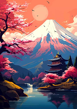 Mount Fuji with Cherry Blossoms