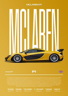 McLaren P1 Supercar Car Poster