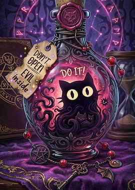 Evil Cat Potion Bottle