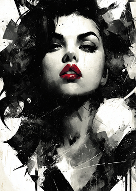 Glamorous Woman with Red Lips