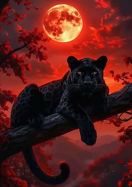 Black Panther Under a Blood Moon