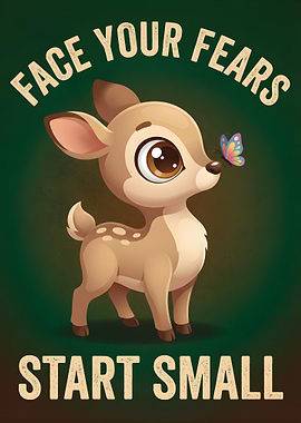 Cute Deer and Butterfly Inspirational Poster