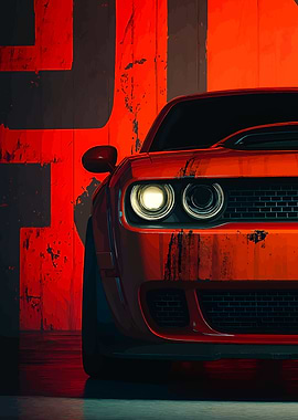 Red Dodge Challenger Headlights