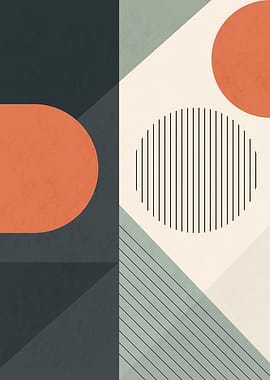 Modern Geometric Shapes in Blue and Orange