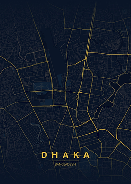 Dhaka Bangladesh Map Poster