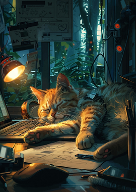 Cat Sleeping on Laptop