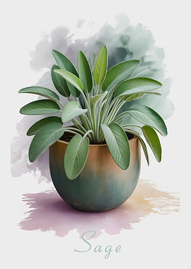 Sage Plant in a Pot