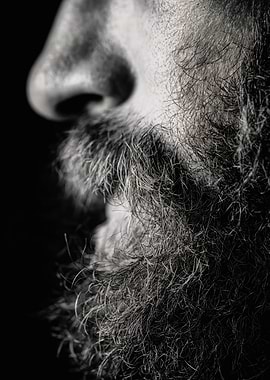 Black White Male Beard Portrait