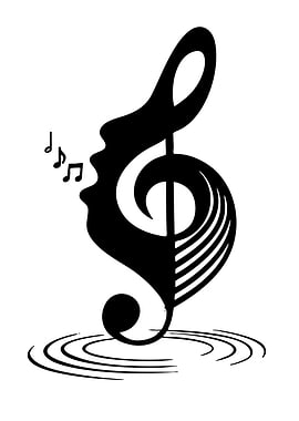 Treble Clef with Face and Music Notes