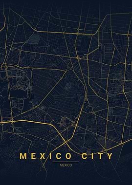Mexico City Map Art