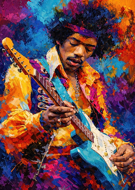 Jimi Hendrix Playing Guitar