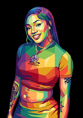 GloRilla Rapper Colorful Pop Art Portrait