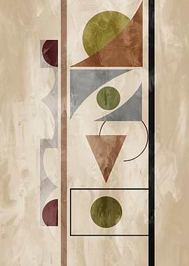 Geometric Abstract Art with Earth Tones