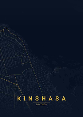 Kinshasa DR Congo Map Art