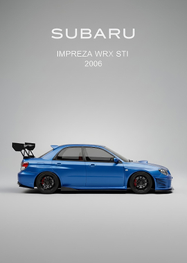 Blue Subaru Impreza WRX STI 2006 poster