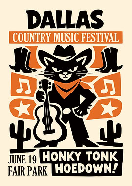 Honky Tonk Cat Poster