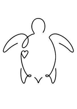 Minimalist Turtle with Heart Line Art
