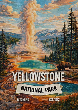 Yellowstone National Park Vintage Poster