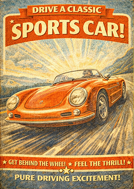 Classic Sports Car Vintage Poster