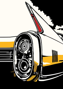 Retro Car Tail Fin and Taillight