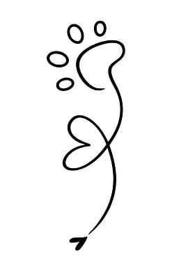 Minimalist Paw Print Heart Design